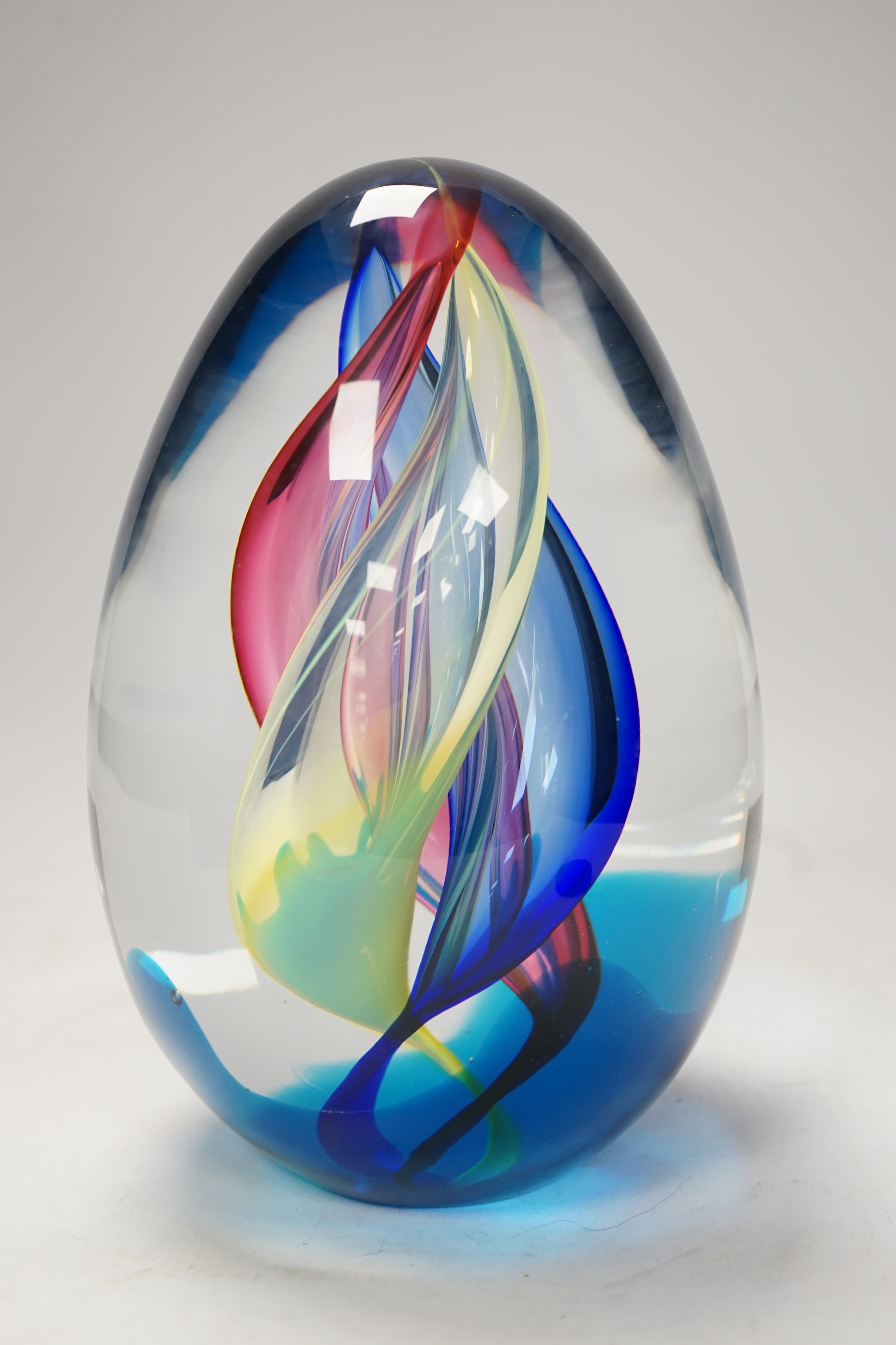 A large ARS, Murano glass egg-shaped ornament, marked ARS to base, signed Cammozzo Roberto, height 22cm